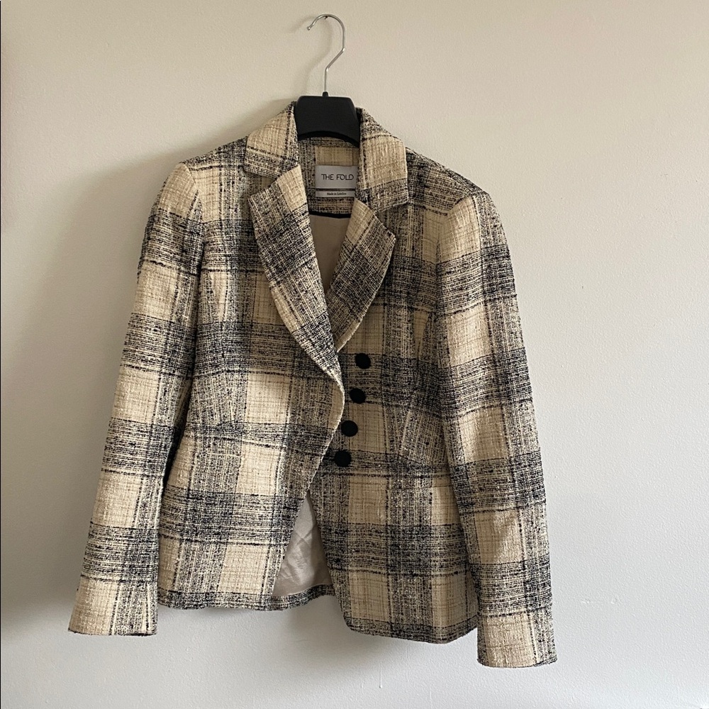 Like New The Fold London Skirt Blazer Plaid Suit Size 12 - Picture 3 of 12